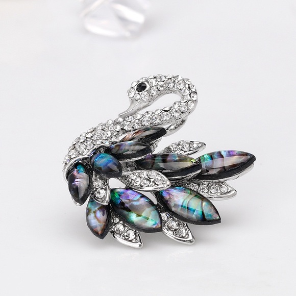 Jewelry - Silver Abalone Swan Brooch Pin